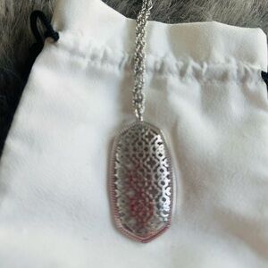 Kendra Scott Rae Long Filigree Pendant Necklace in silver tone.
